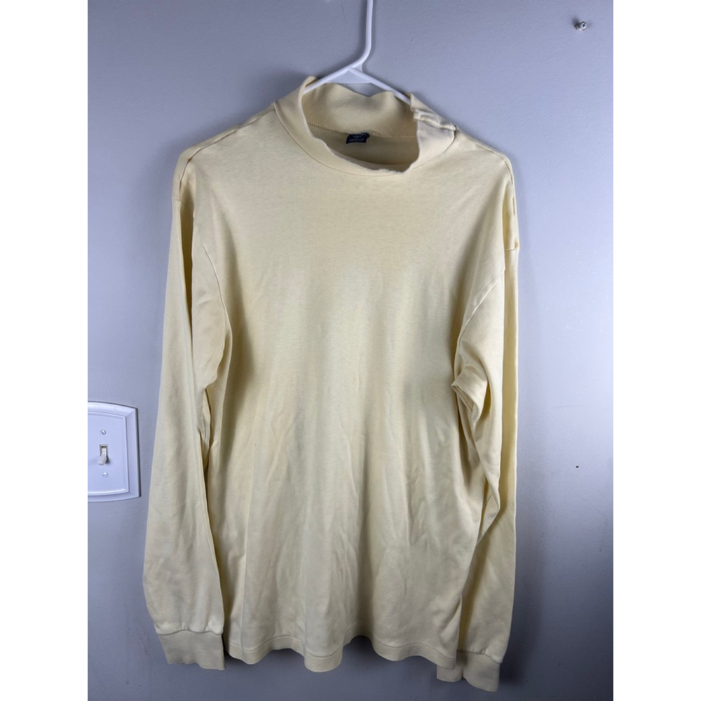Lands’ End Mens Large Cream 100% Cotton Long Sleeve Shirt USA Made